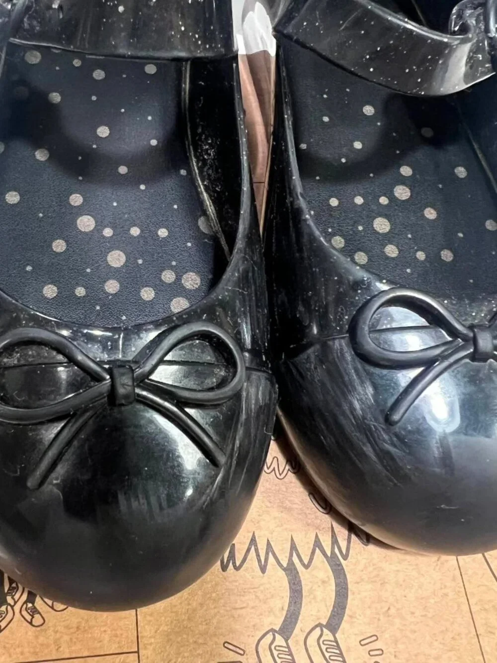 Mini Melissa Sweet Love Princess BB Black Glitter Bow Shoes Size 10 Toddler